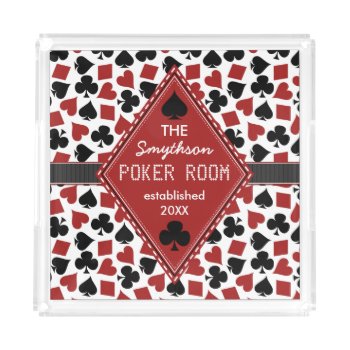 Poker Room Casino Card Player Customized Acrylic Tray by FancyCelebration at Zazzle