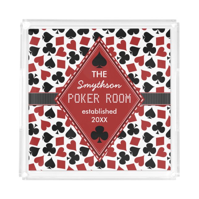 Poker Room Casino Card Player Customized Acrylic Tray (Front)