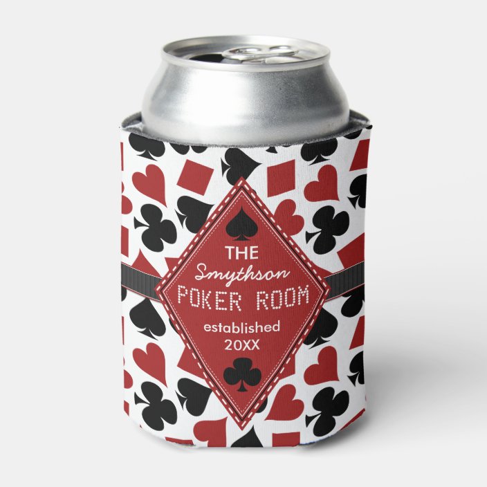 Poker Room Casino Card Suits Personalized Club Can Cooler