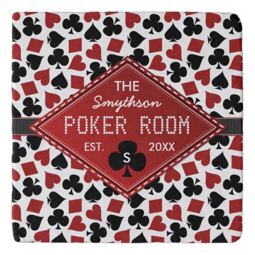 Poker Room Casino Card Suits Personalized Trivet