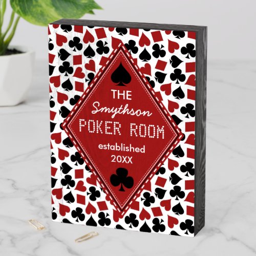 Poker Room Casino Game Room Personalized Name Wooden Box Sign