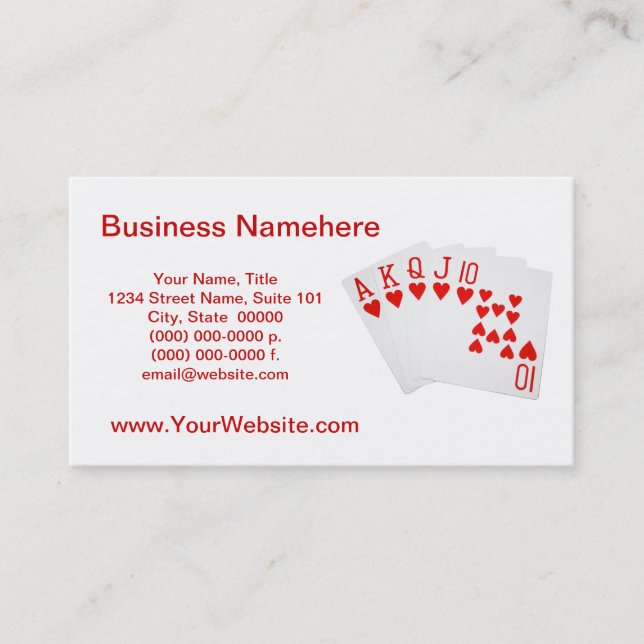 Poker Royal Flush Business Cards (Front)