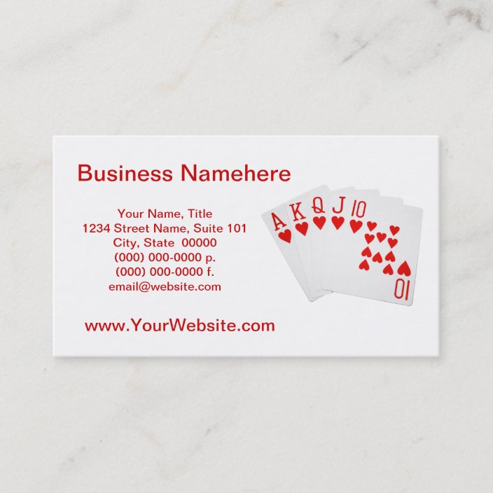 Poker Royal Flush Business Cards Zazzle Com