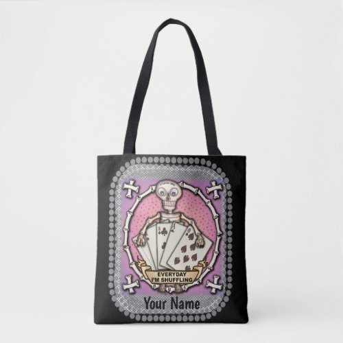 Poker Skeleton Gambler all over Tote Bag