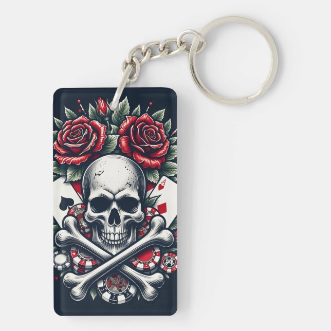 Poker Skull Acrylic Keychain (Back)