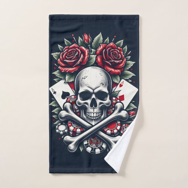 Poker Skull Bath Towels (Hand Towel)