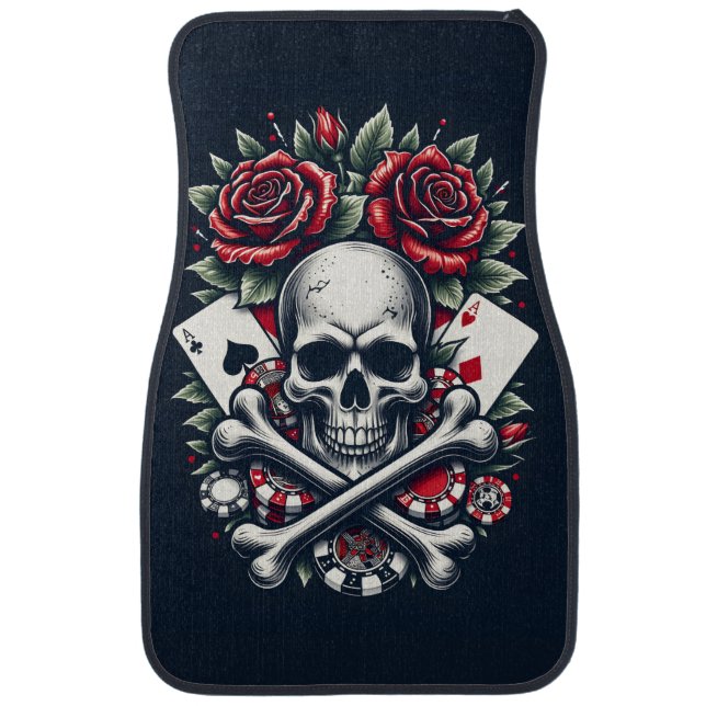Poker Skull Car Floor Mats (Front)
