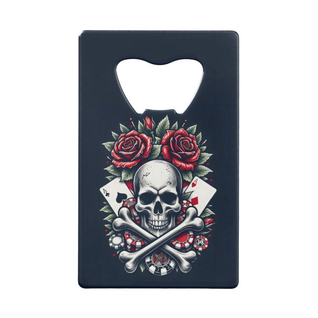 Poker Skull Credit Card Bottle Opener (Front)