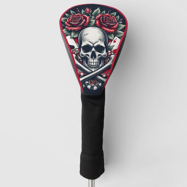 Poker Skull Golf Head Cover (Front)