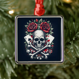 Poker Skull Metal Ornament
