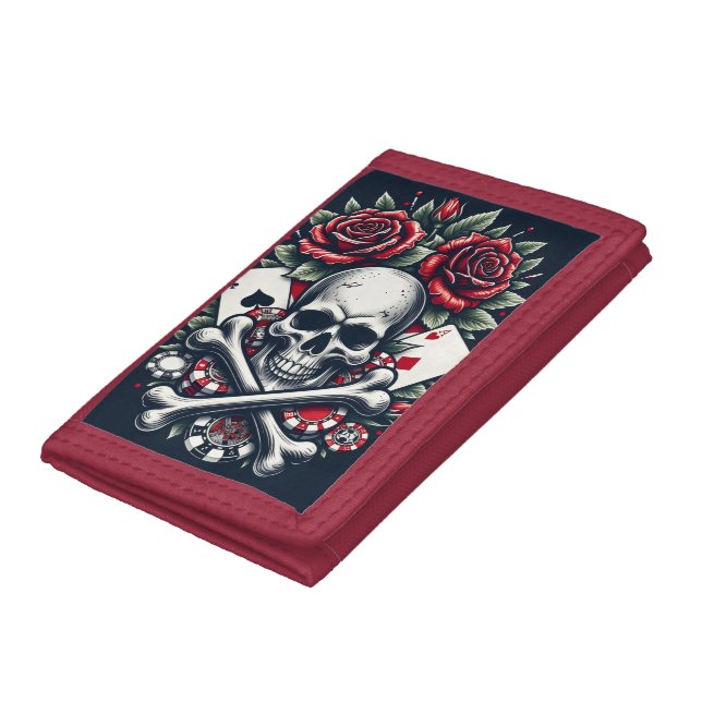 Poker Skull Tri-fold Wallet (Bottom)