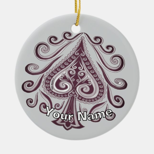 Poker Spades  Ceramic Ornament (Front)