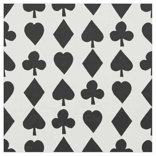 Poker Suits Black & White Poker Themed Pattern Fabric