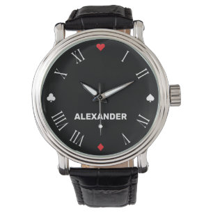Poker Symbols Plain Classic Black and White Custom Watch