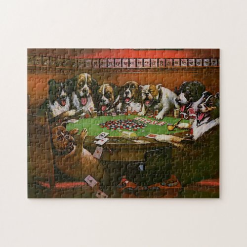 Poker Sympathy Dogs Playing Poker Coolidge 1903 Jigsaw Puzzle