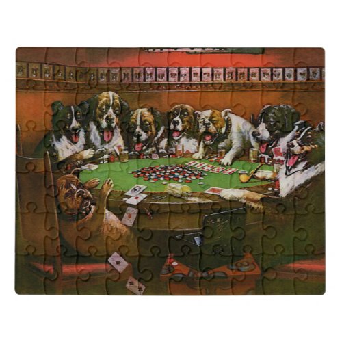 Poker Sympathy Dogs Playing Poker Coolidge 1903 Jigsaw Puzzle