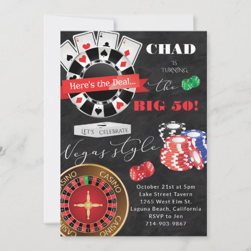 Poker Theme Birthday Party Casino Invitation