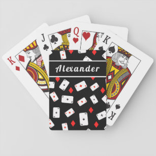 Poker Theme Playing Cards Diamonds His Name Black 