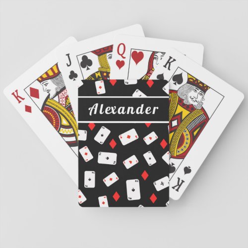 Poker Theme Playing Cards Diamonds His Name Black 
