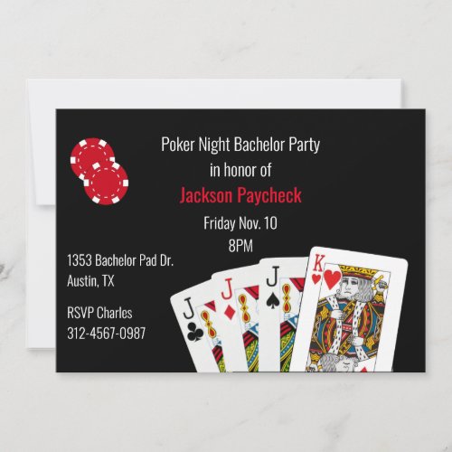 Poker Themed Bachelor Party Invitation