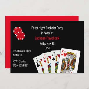 Poker Themed Bachelor Party Invitation