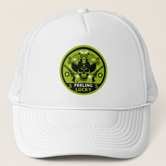 Poker Themed Lucky Trucker Hat (Front)