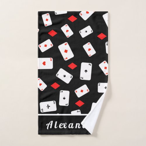 Poker Themed Playing Card  Red Diamond Mens Name  Hand Towel