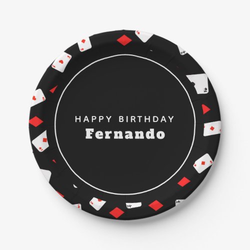 Poker Themed Playing Cards  Red Diamond Birthday Paper Plates