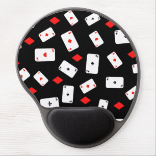 Poker Themed Playing Cards & Red Diamonds Cool Gel Mouse Pad