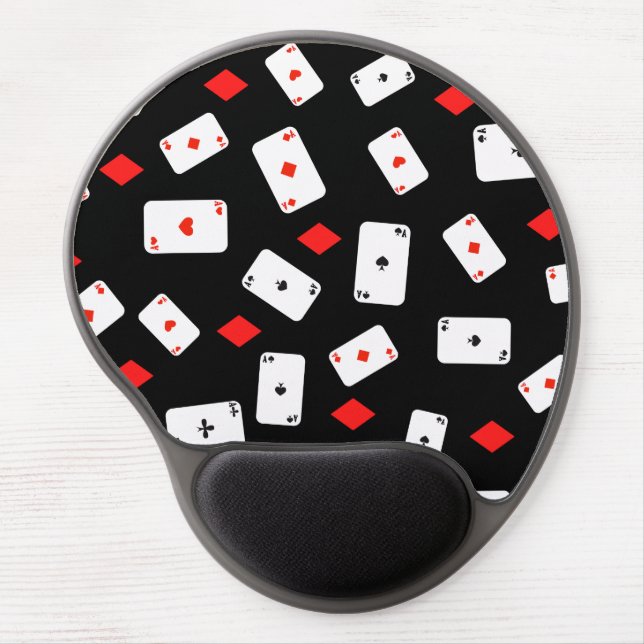 Poker Themed Playing Cards & Red Diamonds Cool Gel Mouse Pad (Front)