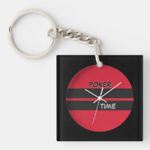 Poker Time Red Black  Keychain
