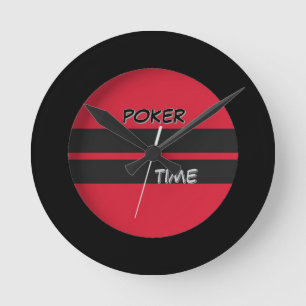 Poker Time Red Black  Round Clock