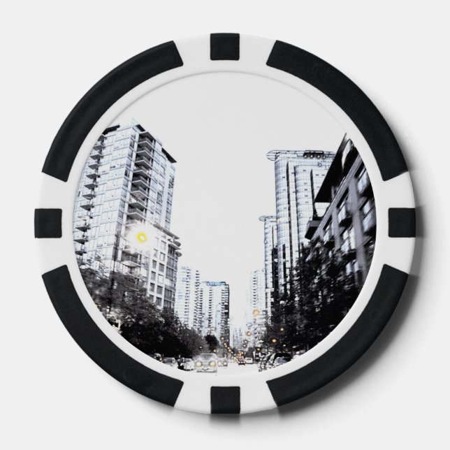 Poker token, city photo at night chips (Front)