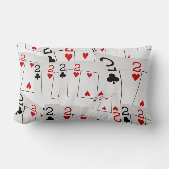 Poker, Twos In A Layered Pattern, Lumbar Cushion. Pillow (Front)