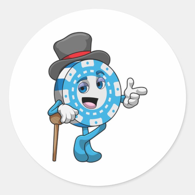 Poker with Poker chips Classic Round Sticker (Front)