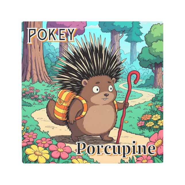 Pokey Porcupine  | Cute Cartoon Kid's Nursery Art (Front)