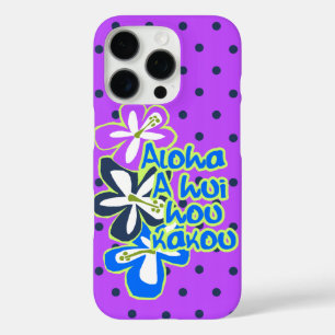 Pokii Hawaiian Aloha Hibiscus Polka Dot Violet iPhone 16 Pro Case