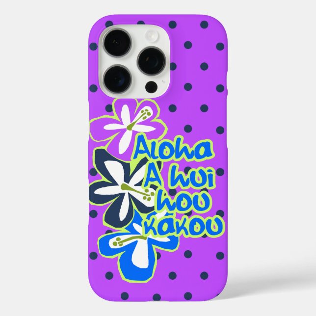 Pokii Hawaiian Aloha Hibiscus Polka Dot Violet Case-Mate iPhone Case (Back)