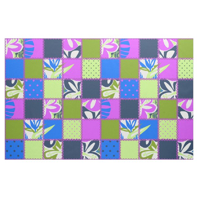 Pokii Hawaiian Floral and Dot Patchwork Fabric (Fat Quarter)