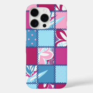 Pokii Hawaiian Floral and Dot Patchwork Pink iPhone 16 Pro Case