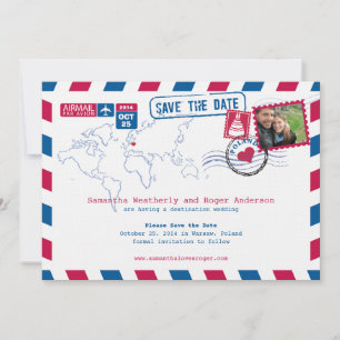 Poland Air Mail Wedding Save The Date