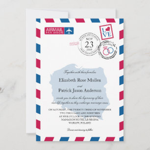 Poland Airmail Wedding Invitation