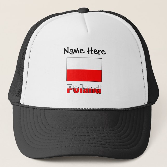 Poland and Polish Flag Personalized  Trucker Hat (Front)
