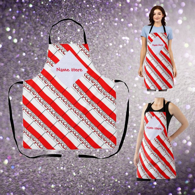 Poland and Polish Flag Tiled Personalized  Apron (Creator Uploaded)