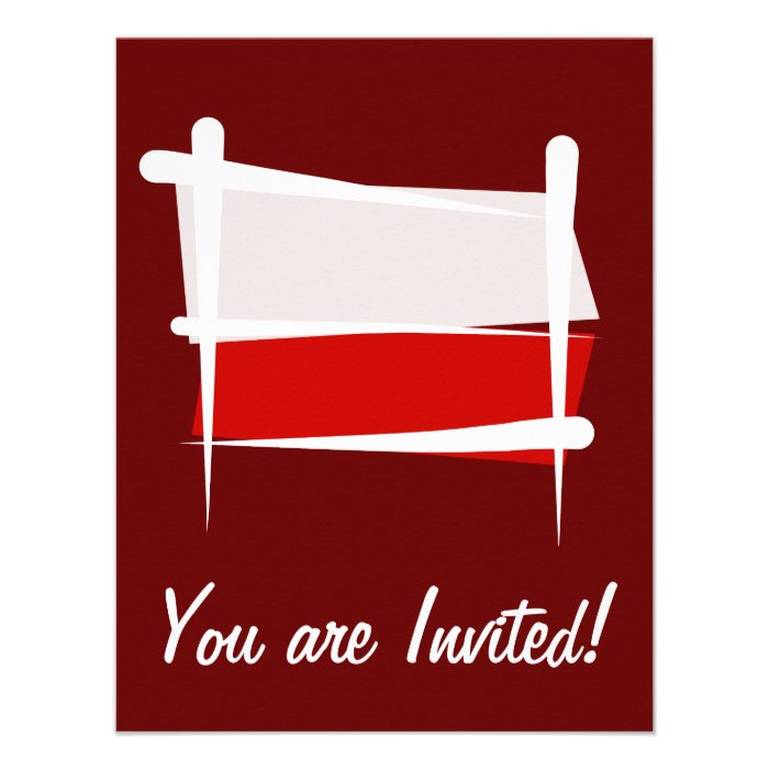 Poland Brush Flag Personalized Invitations