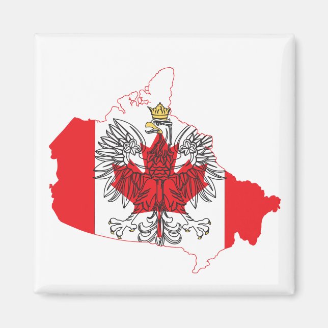 Poland Canada Flag Map Magnet (Front)