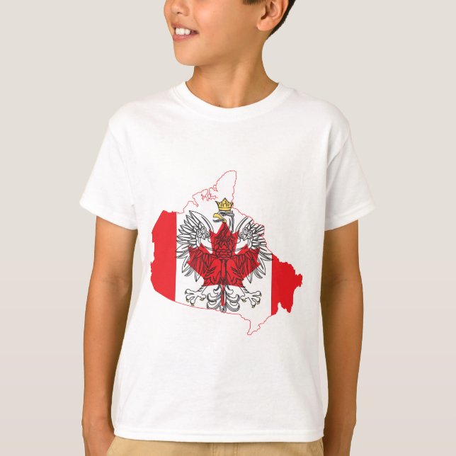Poland Canada Flag Map T-Shirt (Front)