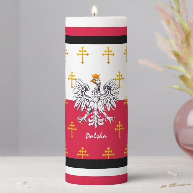Poland Candle & Cross, Polish Flag Candles /Polska (In Situ)