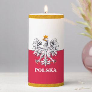 Poland Candle & Polish Flag golden rim / Polska