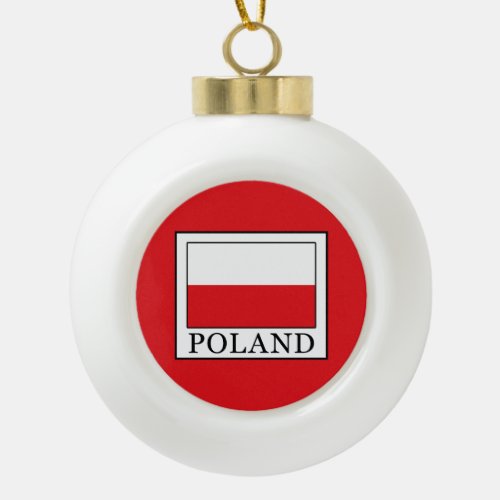Poland Ceramic Ball Christmas Ornament